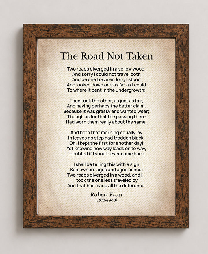 The Road Not Taken Poem Vintage Literary Inspirational Wall Art