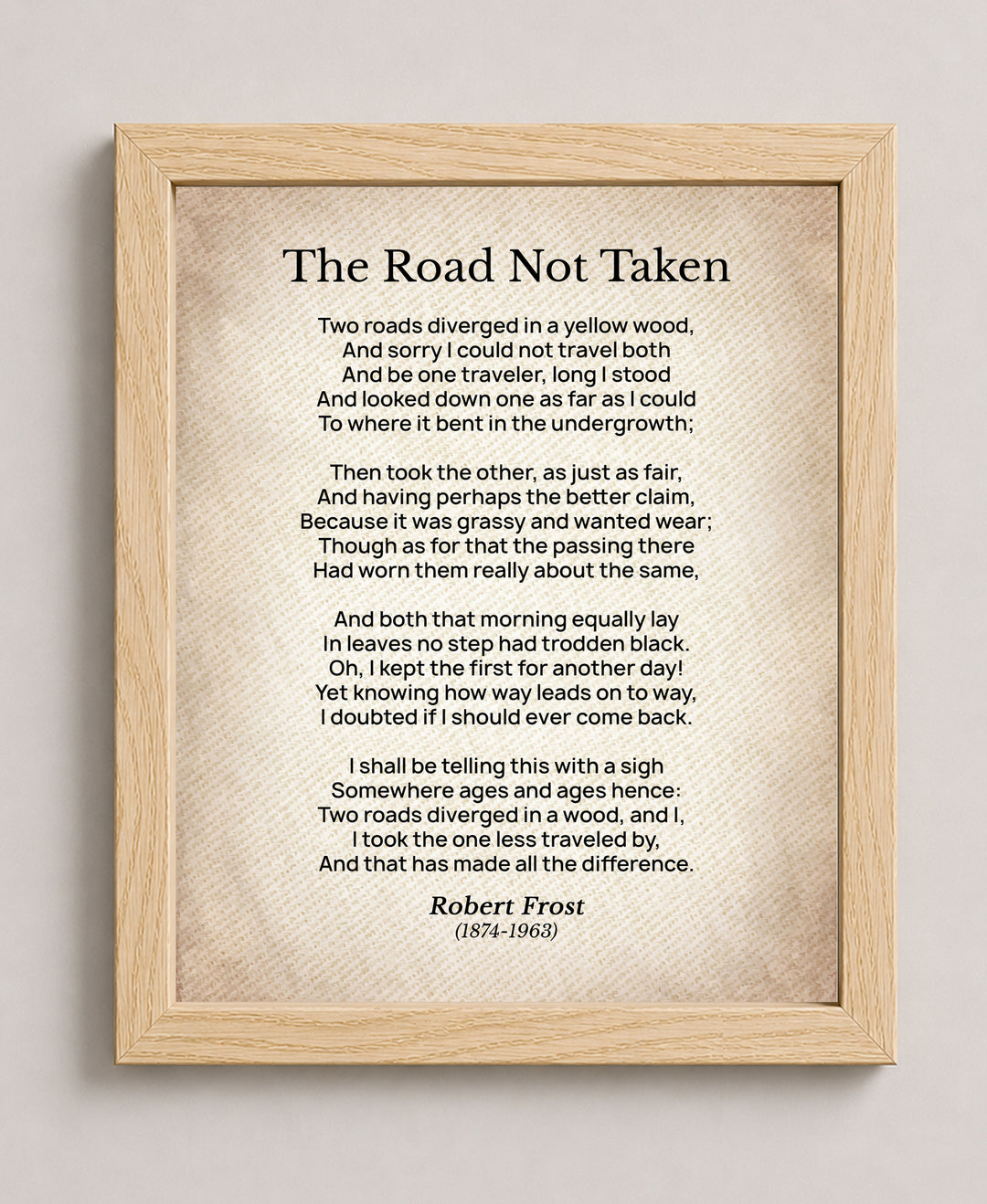 The Road Not Taken Poem Vintage Literary Inspirational Wall Art
