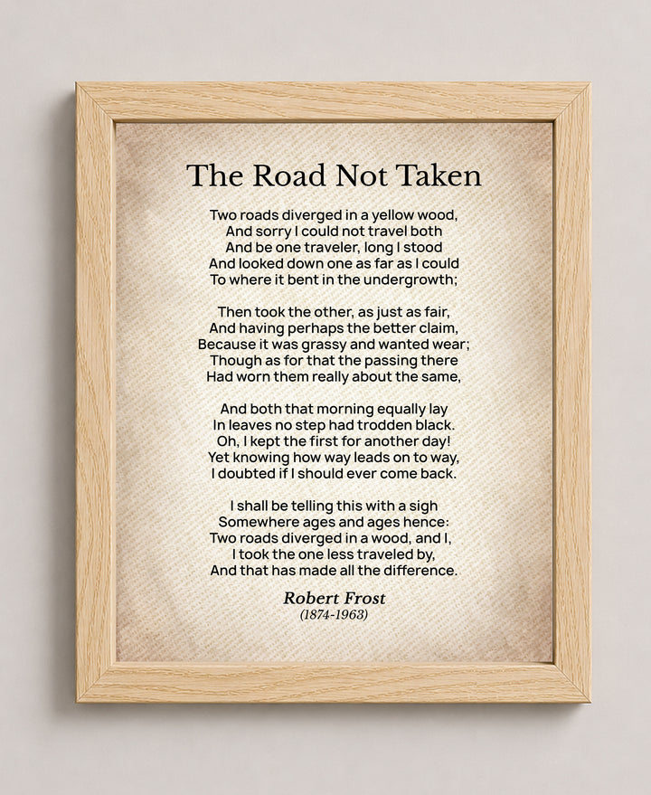 The Road Not Taken Poem Vintage Literary Inspirational Wall Art