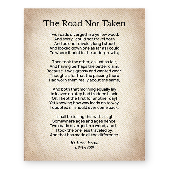 The Road Not Taken Poem Vintage Literary Inspirational Wall Art