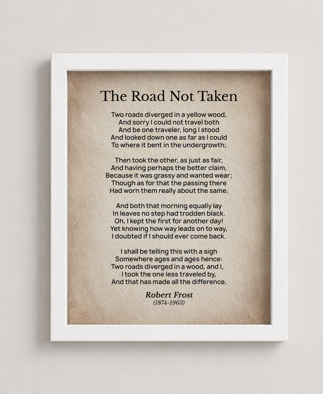 The Road Not Taken Poem Vintage Literary Inspirational Wall Art