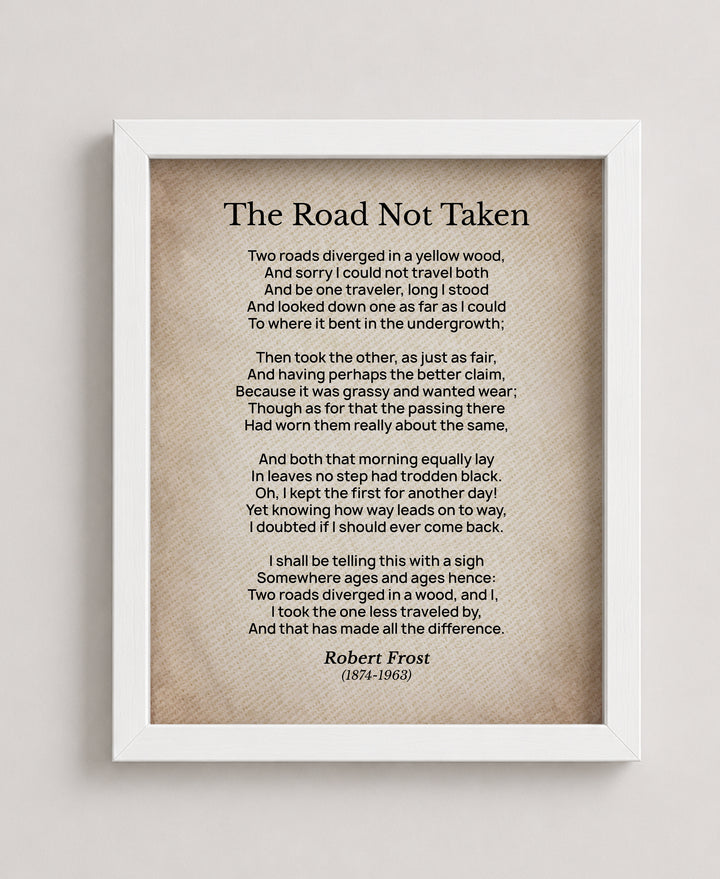 The Road Not Taken Poem Vintage Literary Inspirational Wall Art