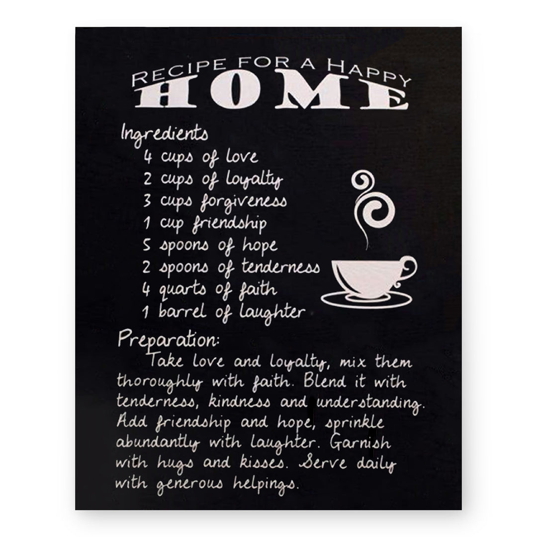 Recipe For Happy Inspirational Wall Art