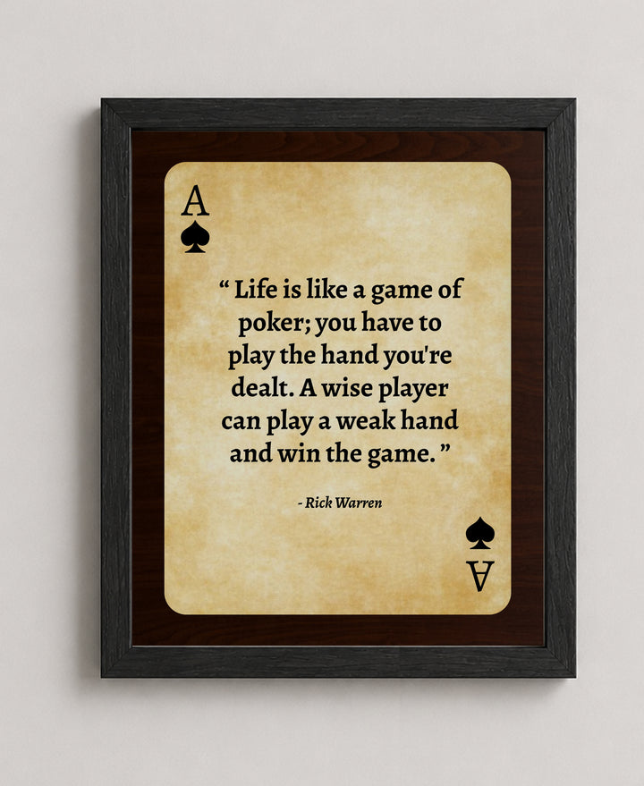 Life is Like a Game of Poker Inspirational Wall Art
