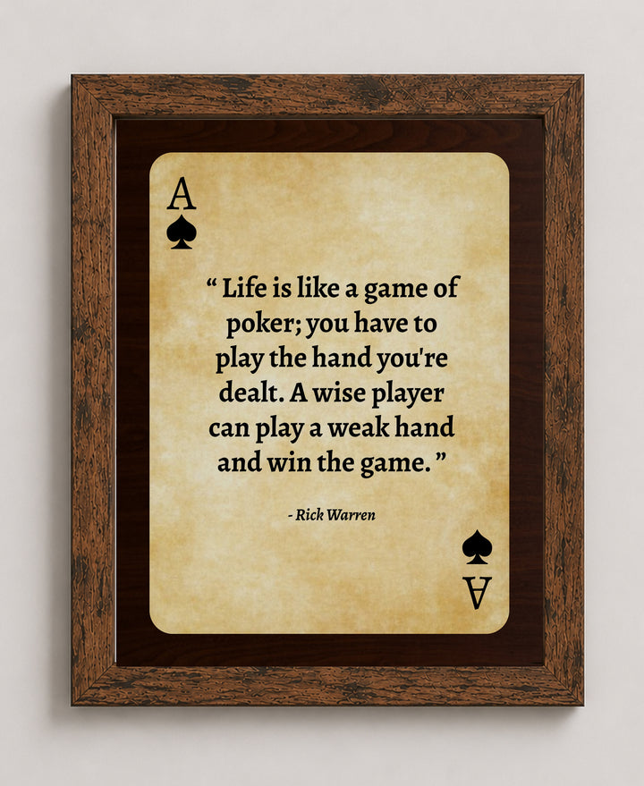 Life is Like a Game of Poker Inspirational Wall Art