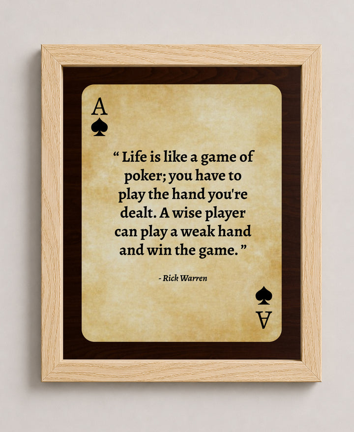 Life is Like a Game of Poker Inspirational Wall Art