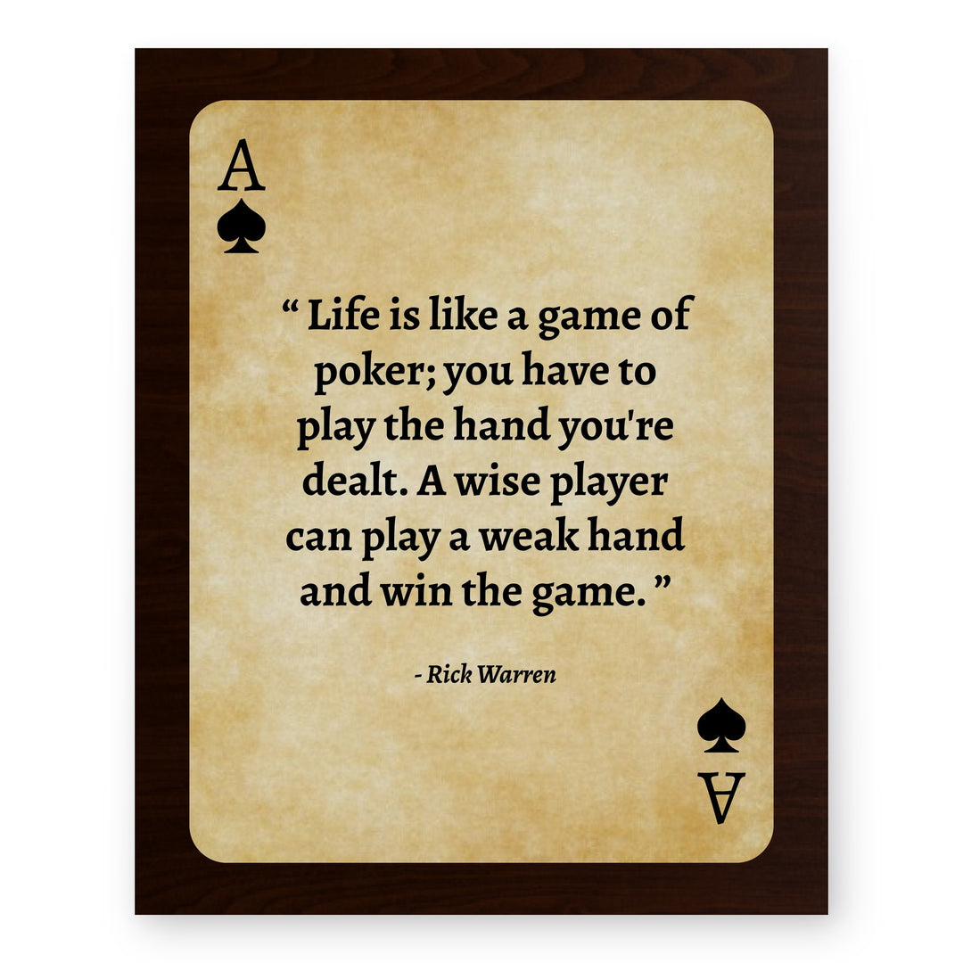 Life is Like a Game of Poker Inspirational Wall Art