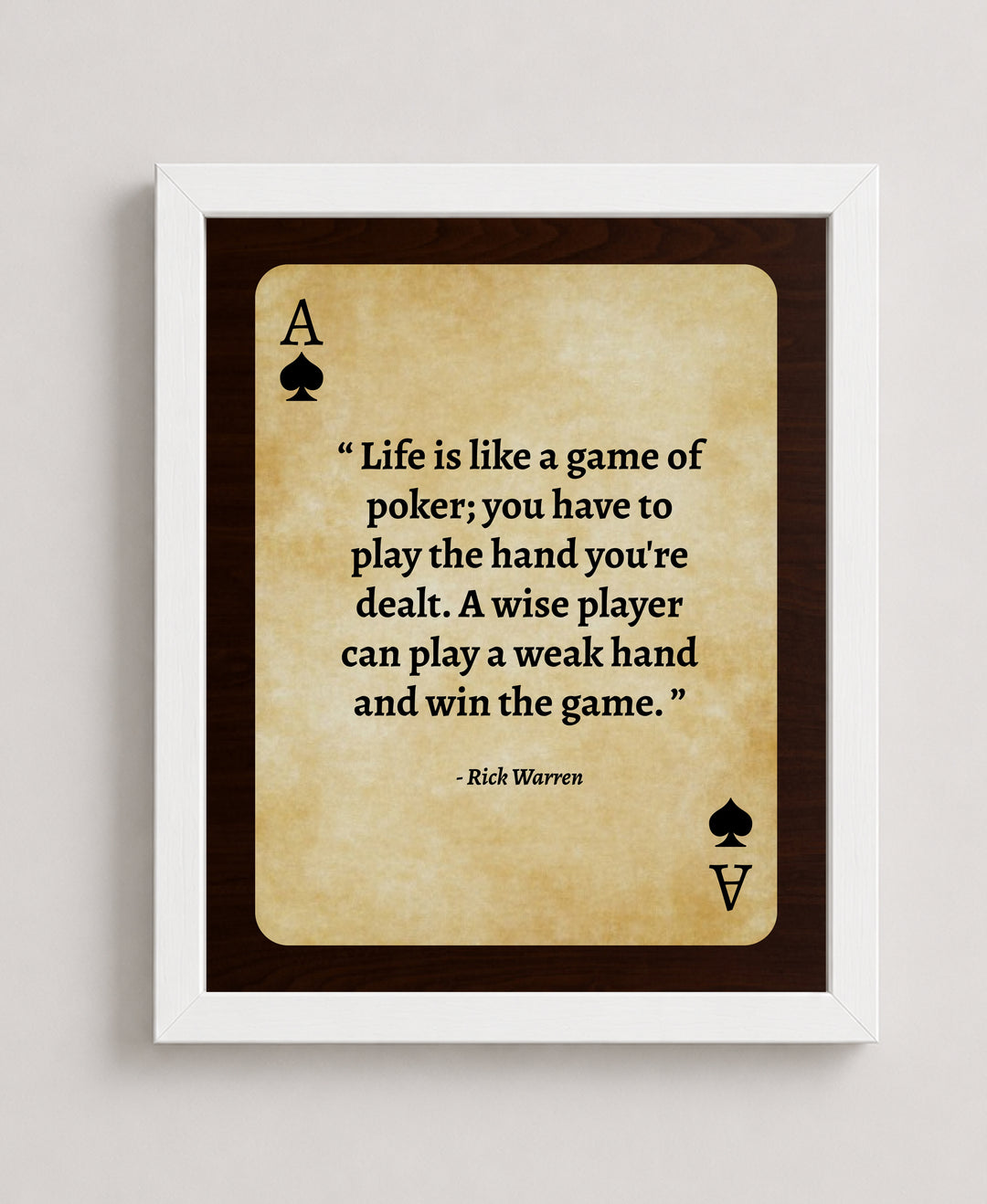 Life is Like a Game of Poker Inspirational Wall Art