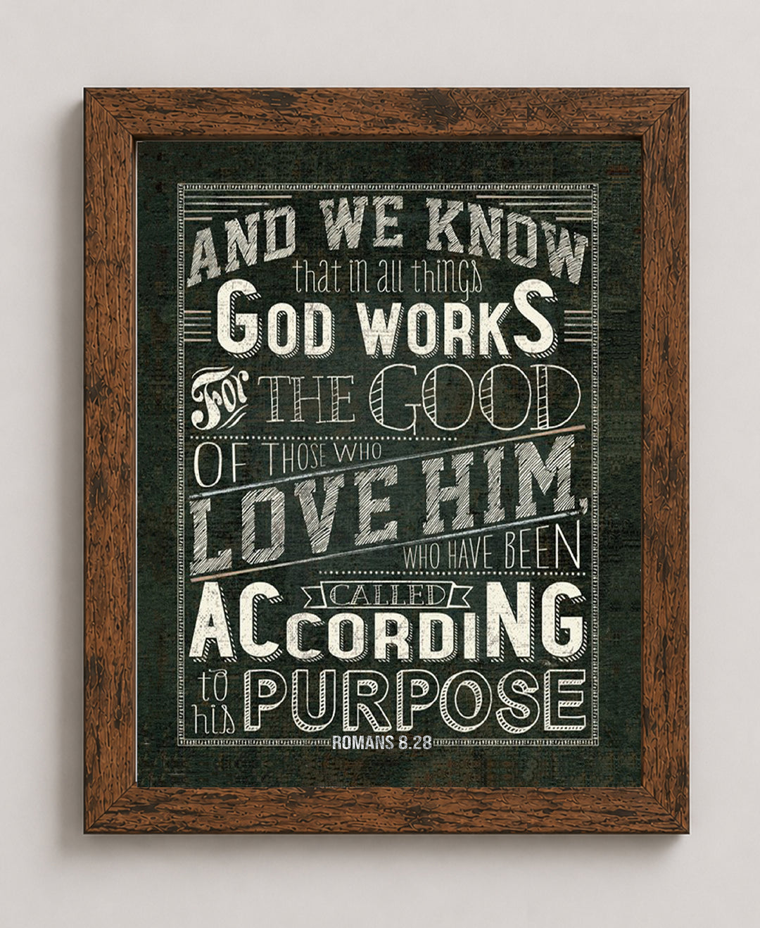 Romans 8 28 God Works All Things Rustic Bible Verse Wall Art