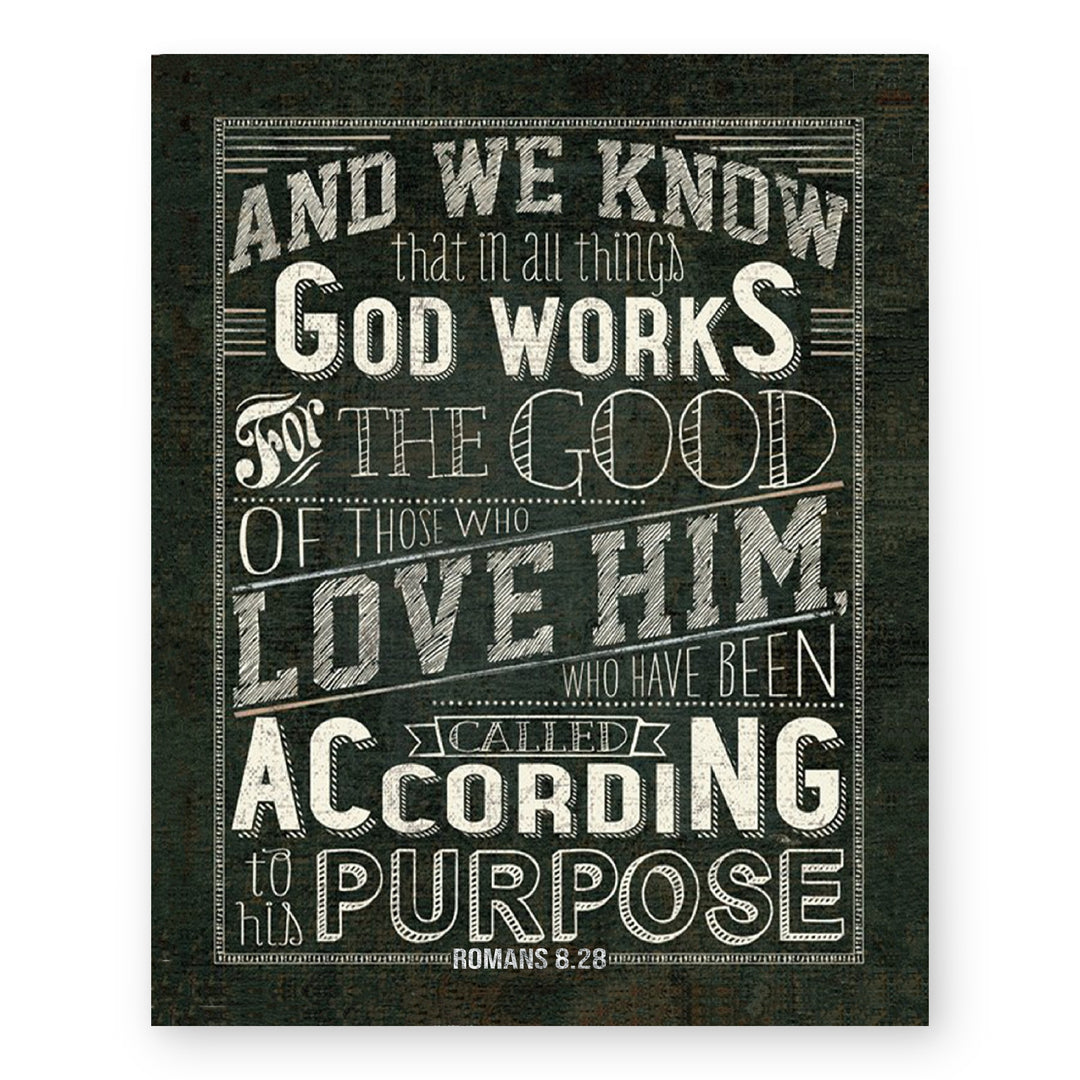 Romans 8 28 God Works All Things Rustic Bible Verse Wall Art