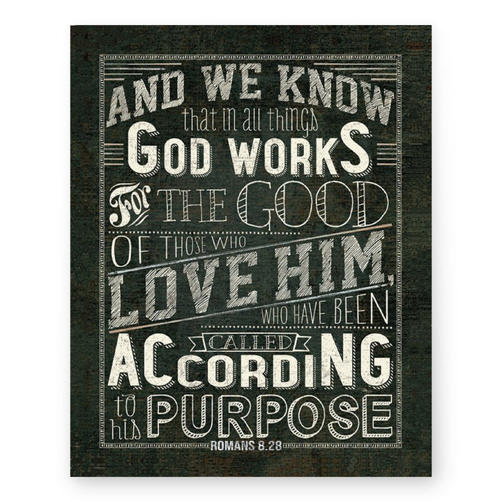 Romans 8 28 God Works All Things Rustic Bible Verse Wall Art