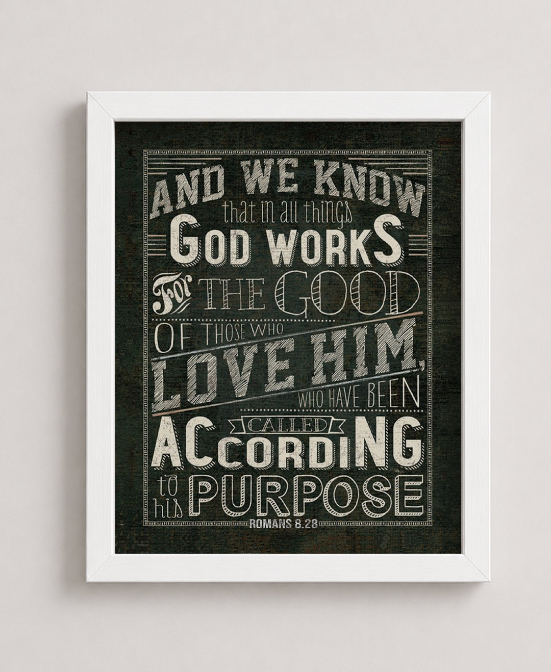 Romans 8 28 God Works All Things Rustic Bible Verse Wall Art