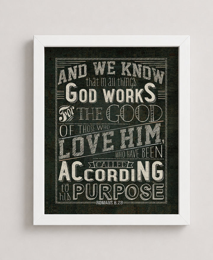 Romans 8 28 God Works All Things Rustic Bible Verse Wall Art