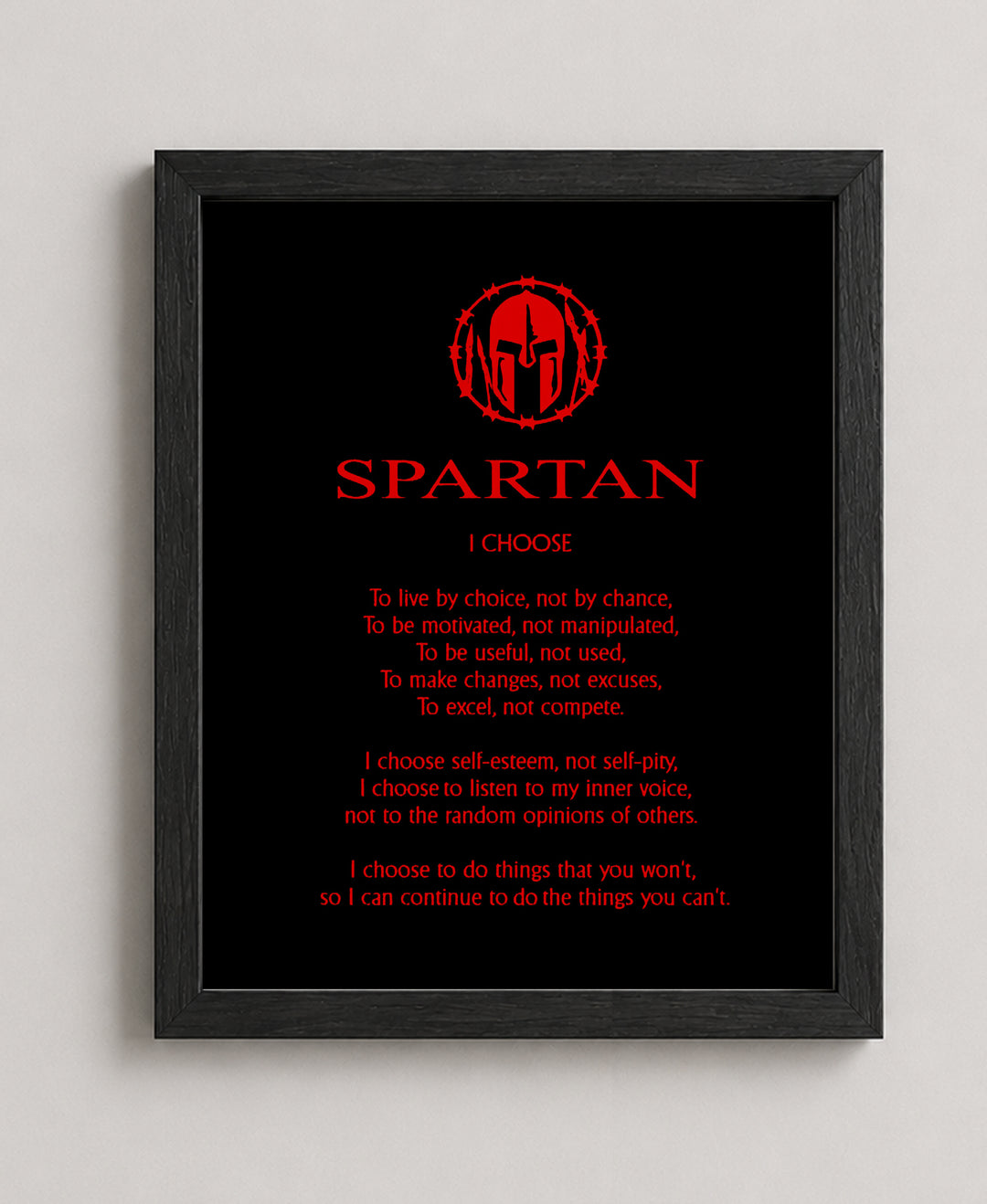 Spartan Code Affirmations Sports Motivational Wall Art