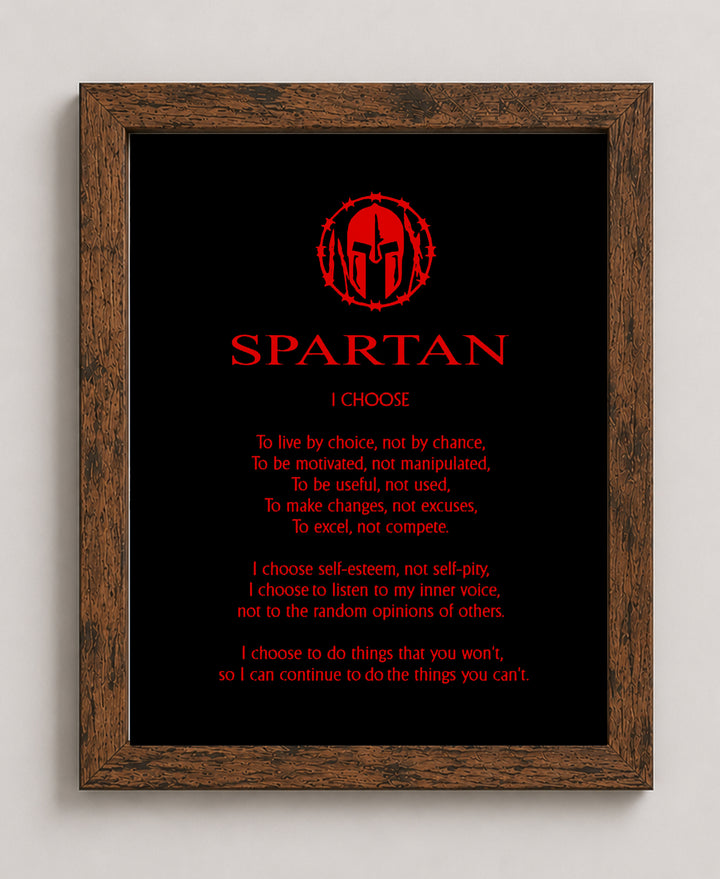 Spartan Code Affirmations Sports Motivational Wall Art