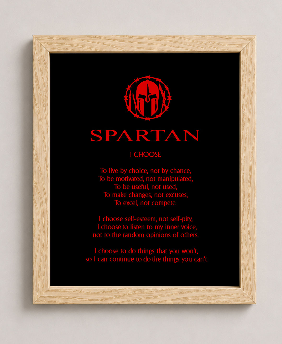 Spartan Code Affirmations Sports Motivational Wall Art