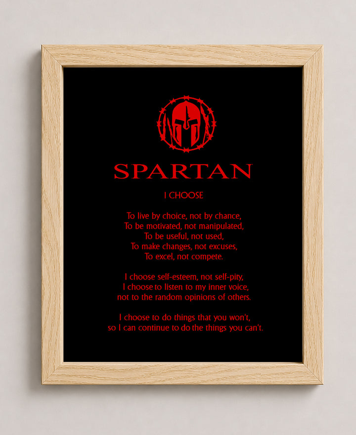 Spartan Code Affirmations Sports Motivational Wall Art