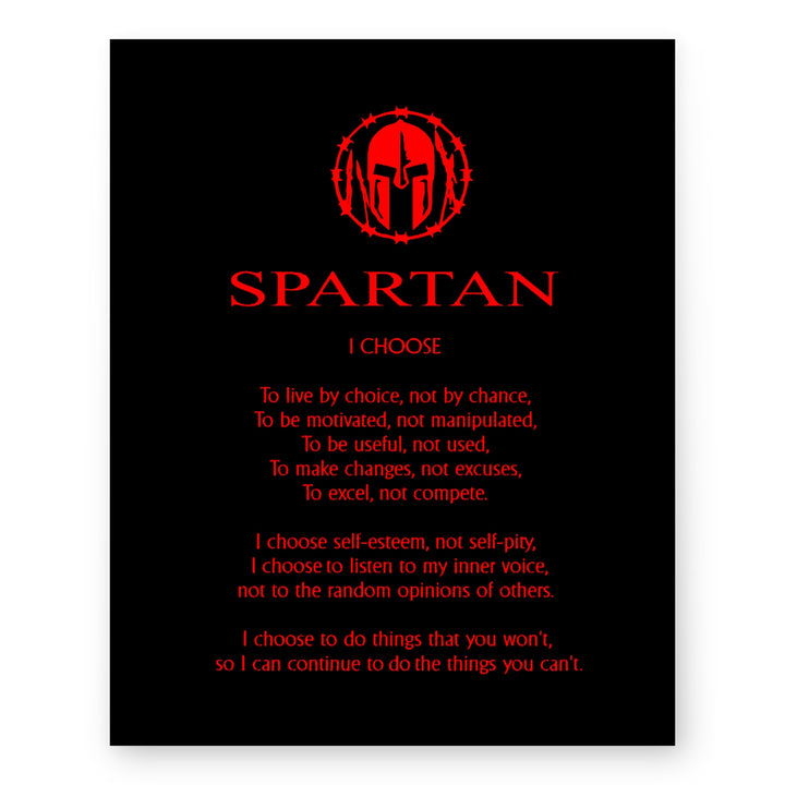 Spartan Code Affirmations Sports Motivational Wall Art