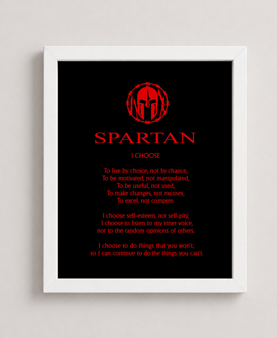 Spartan Code Affirmations Sports Motivational Wall Art