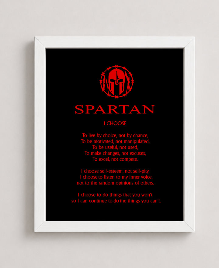 Spartan Code Affirmations Sports Motivational Wall Art