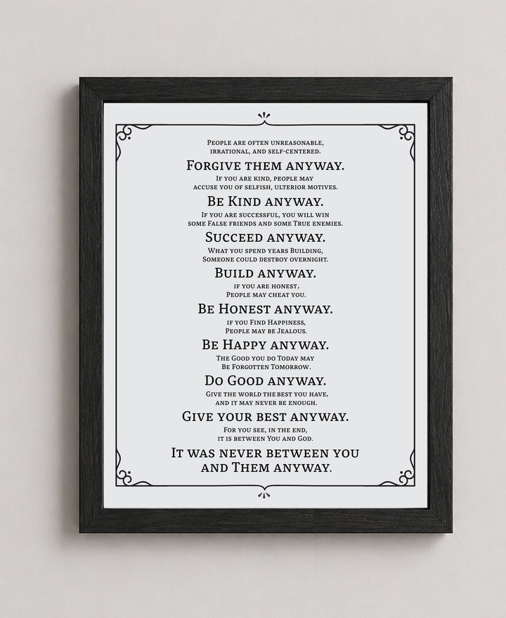 Do It Anyway Mother Teresa Inspirational Wall Art