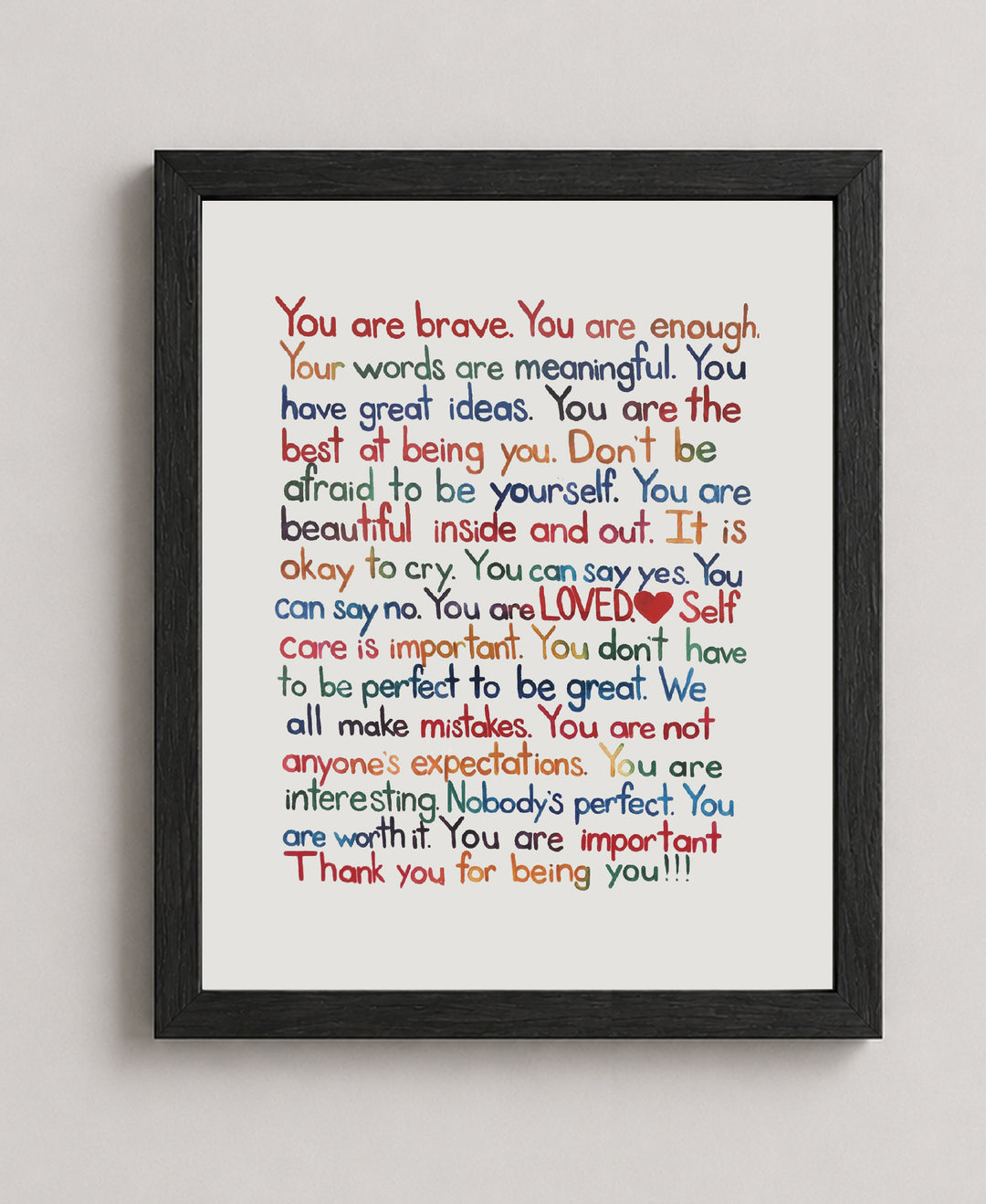 Mental Health Affirmations Inspirational Wall Art