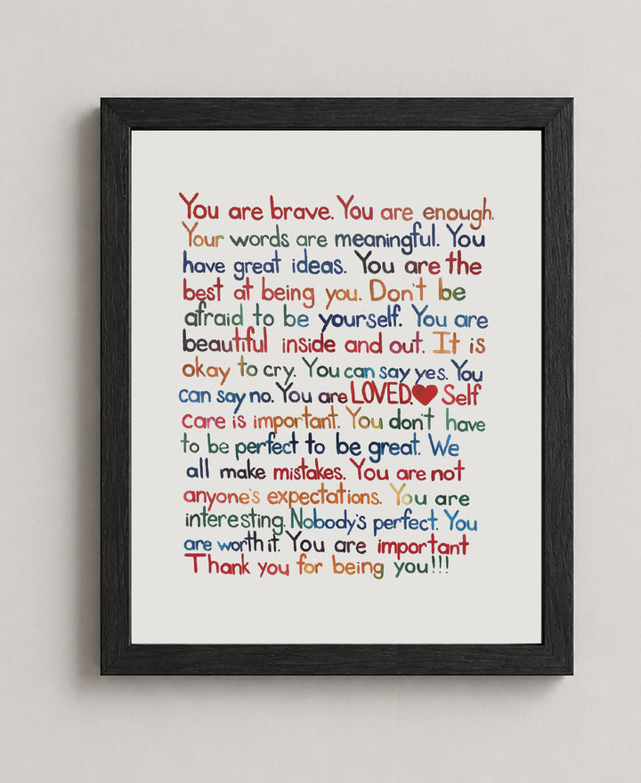 Mental Health Affirmations Inspirational Wall Art
