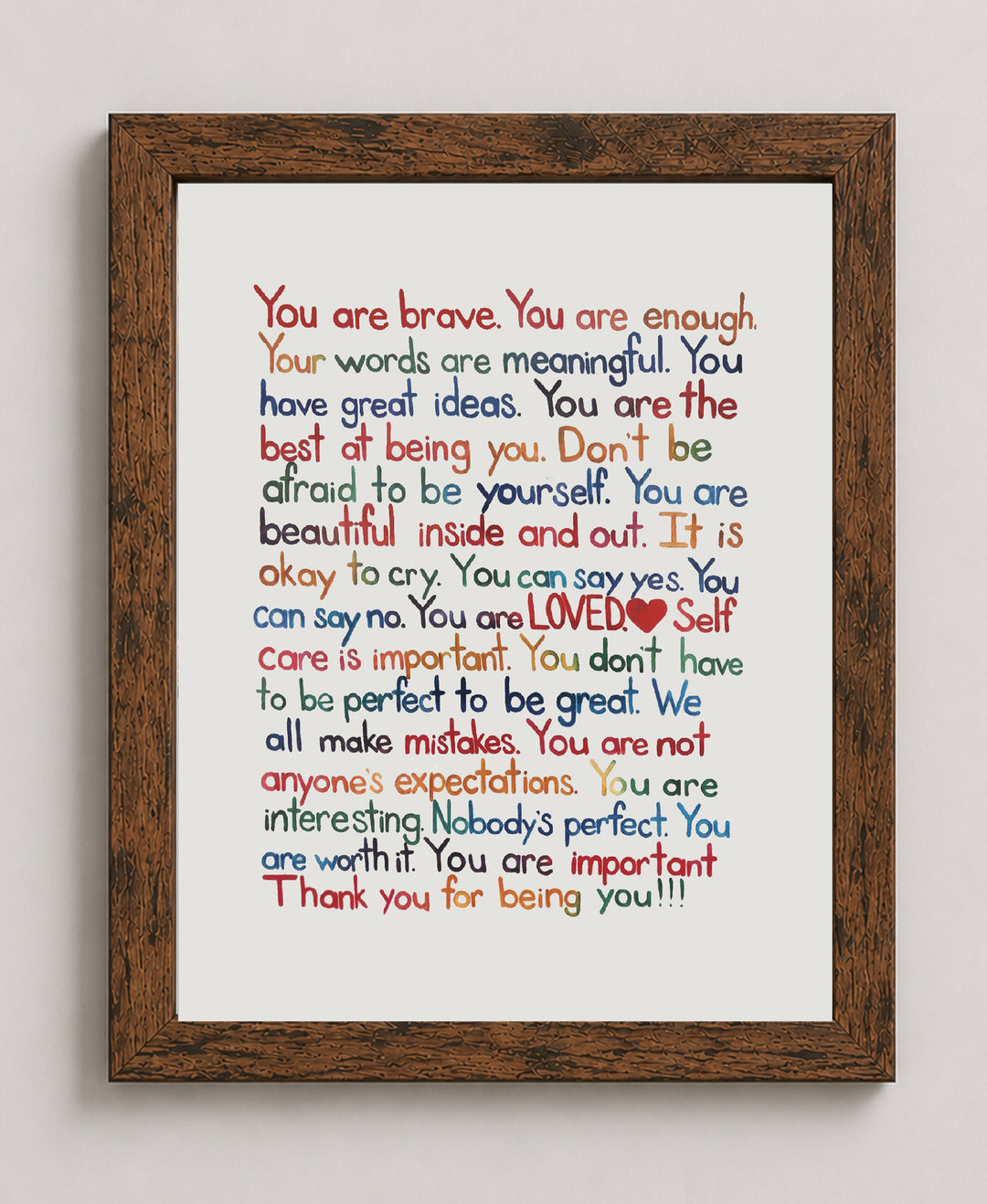 Mental Health Affirmations Inspirational Wall Art