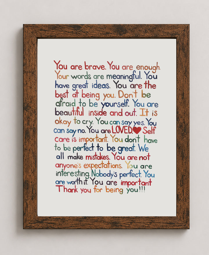 Mental Health Affirmations Inspirational Wall Art
