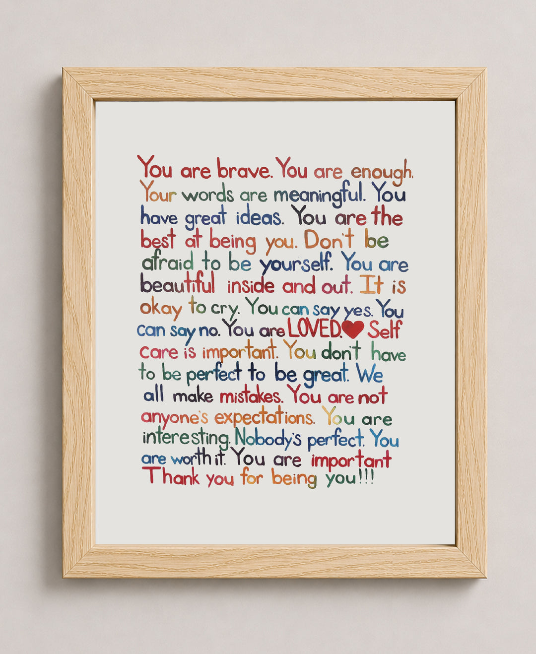 Mental Health Affirmations Inspirational Wall Art