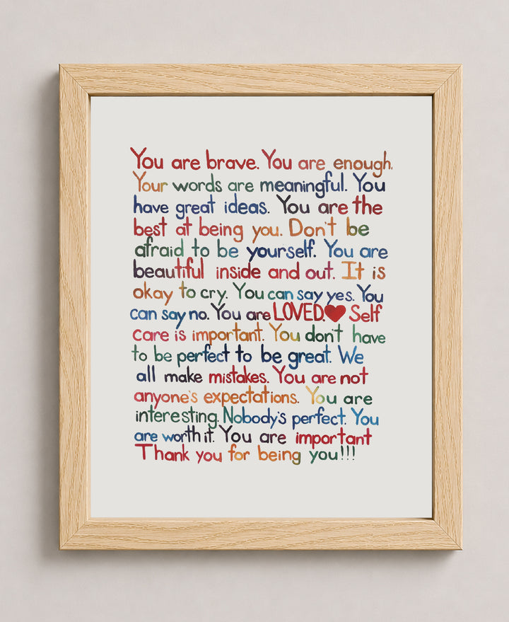Mental Health Affirmations Inspirational Wall Art