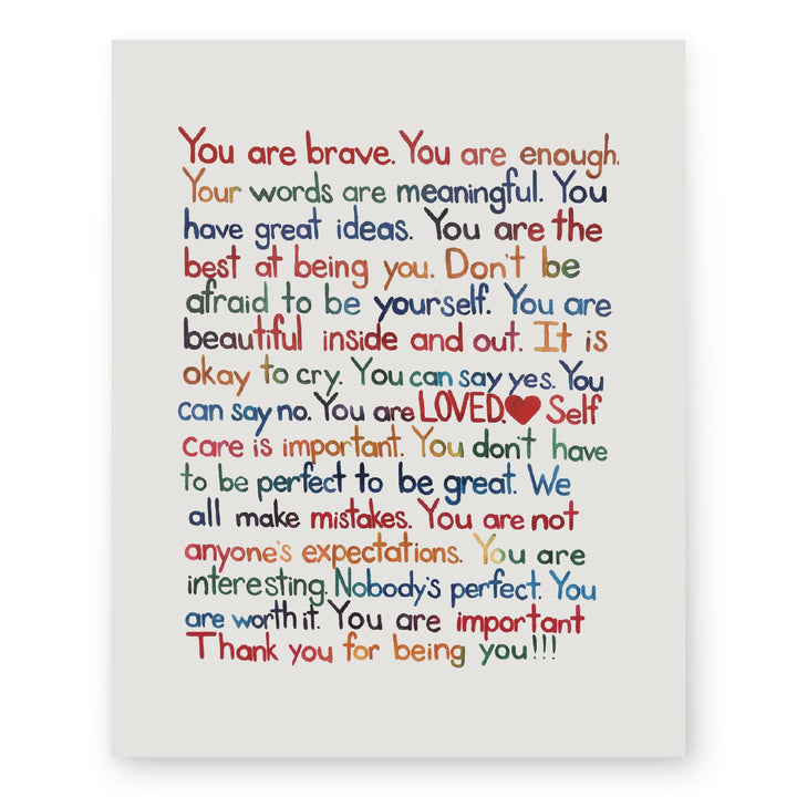 Mental Health Affirmations Inspirational Wall Art