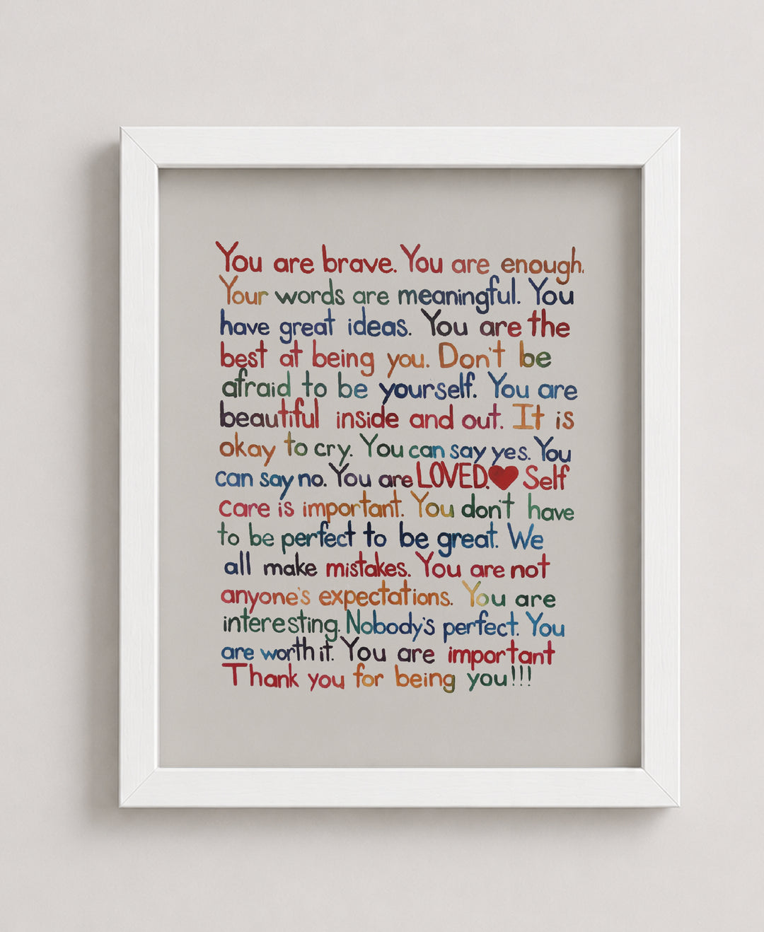 Mental Health Affirmations Inspirational Wall Art