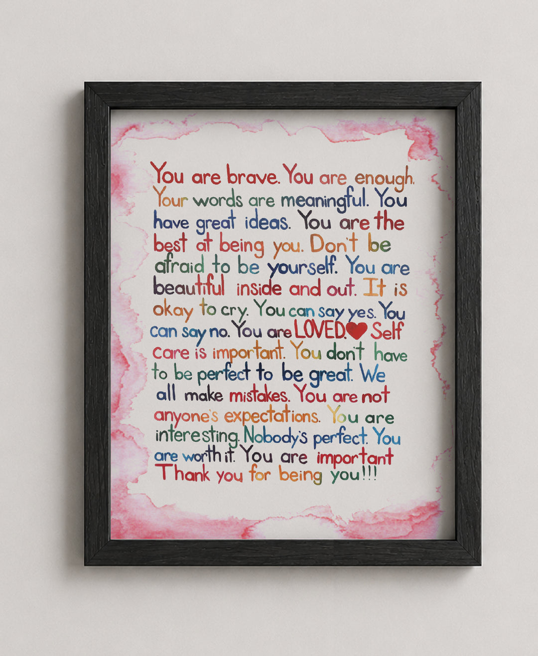You Are Enough-Loved-Important Family Inspirational Wall Art
