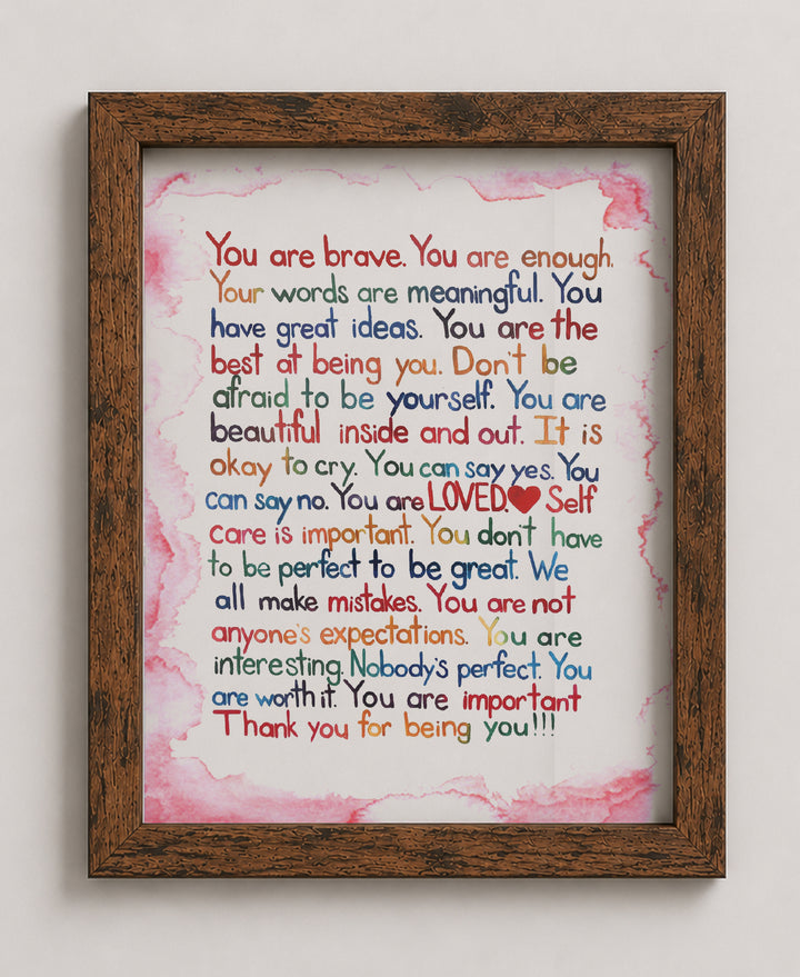 You Are Enough-Loved-Important Family Inspirational Wall Art