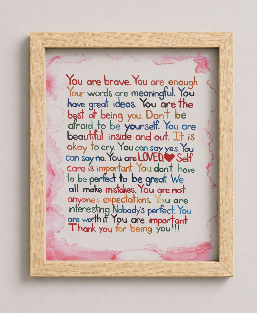 You Are Enough-Loved-Important Family Inspirational Wall Art