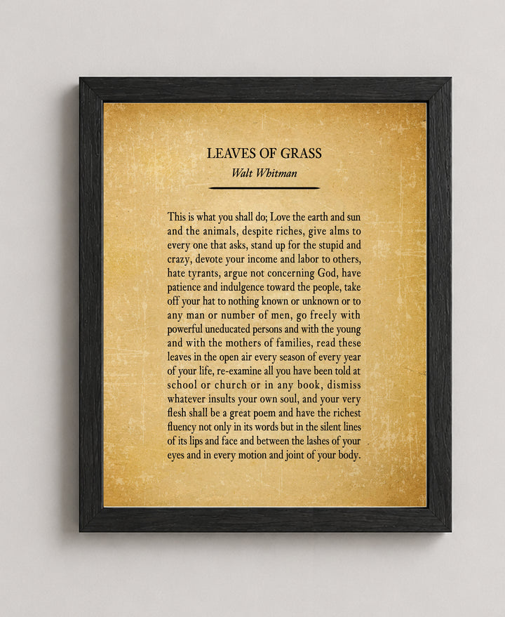 Walt Whitman Leaves Of Grass Poem Inspirational Wall Art