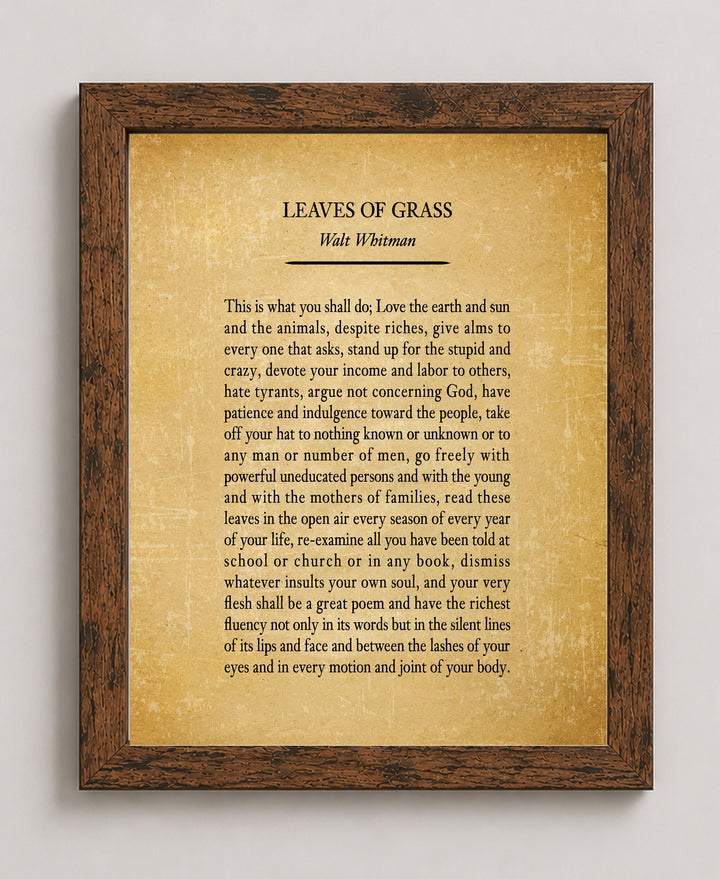 Walt Whitman Leaves Of Grass Poem Inspirational Wall Art