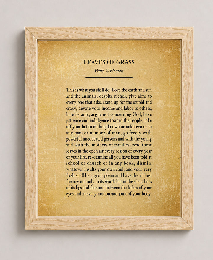 Walt Whitman Leaves Of Grass Poem Inspirational Wall Art