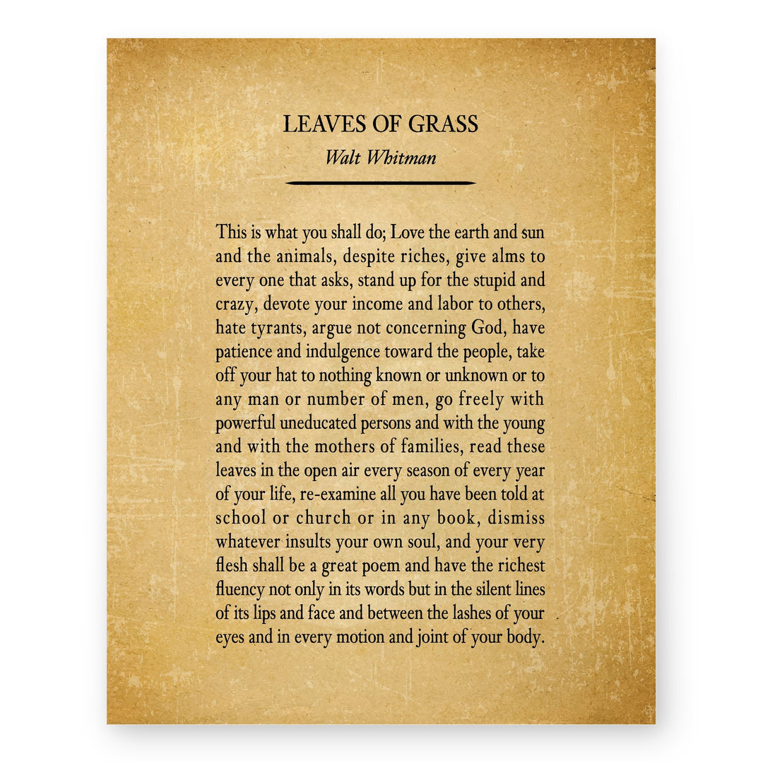 Walt Whitman Leaves Of Grass Poem Inspirational Wall Art