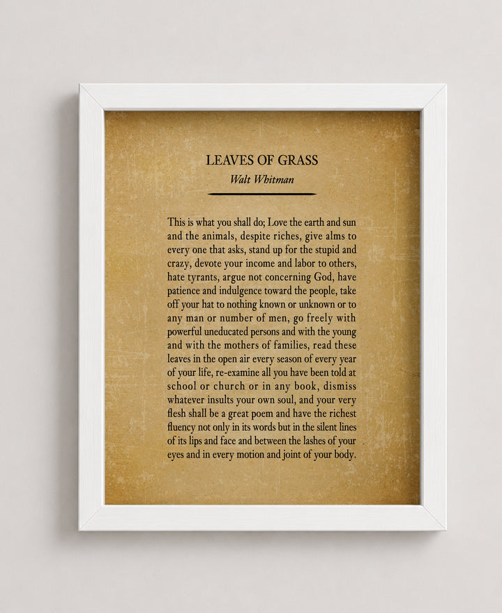 Walt Whitman Leaves Of Grass Poem Inspirational Wall Art