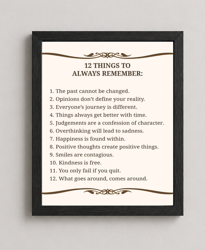 12 Things To Always Remember Inspirational Wall Art