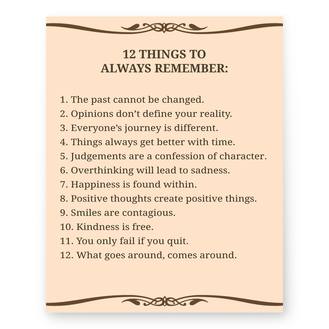 12 Things To Always Remember Inspirational Wall Art