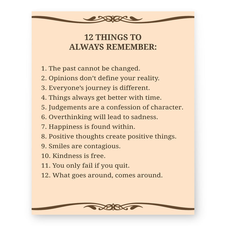 12 Things To Always Remember Inspirational Wall Art
