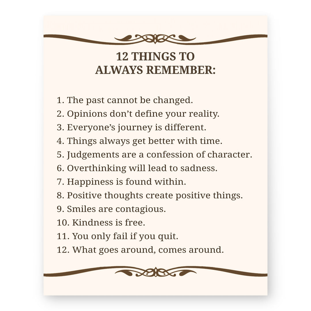 12 Things To Always Remember Inspirational Wall Art