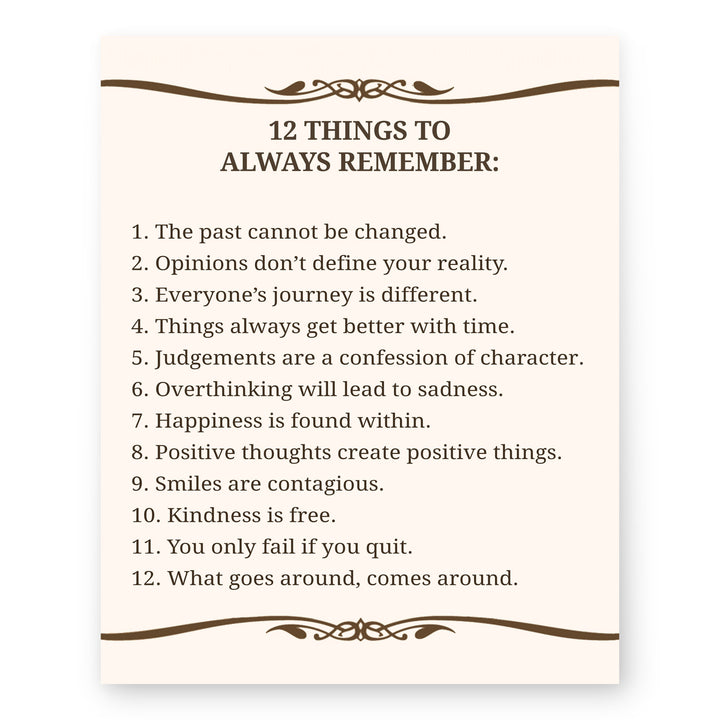 12 Things To Always Remember Inspirational Wall Art