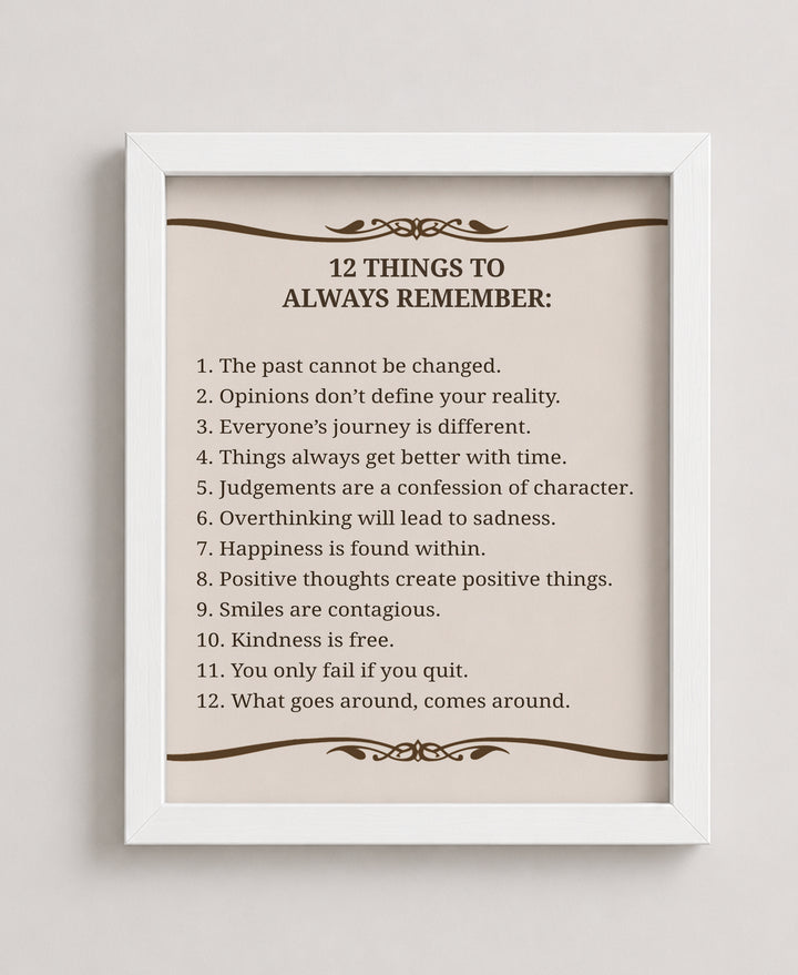 12 Things To Always Remember Inspirational Wall Art