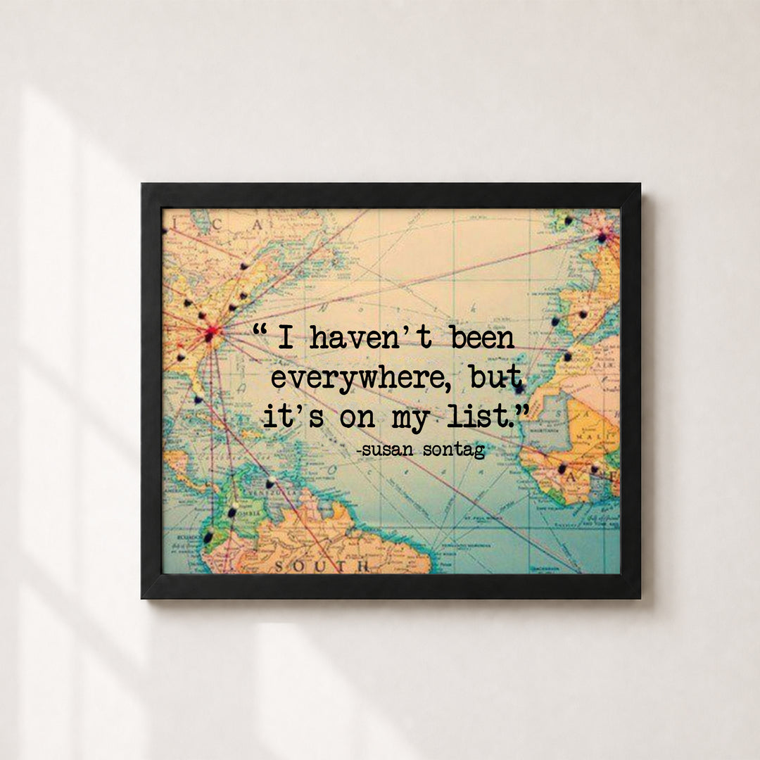 World Map Wall Art Print with Susan Sontag Family Inspirational Wall Art