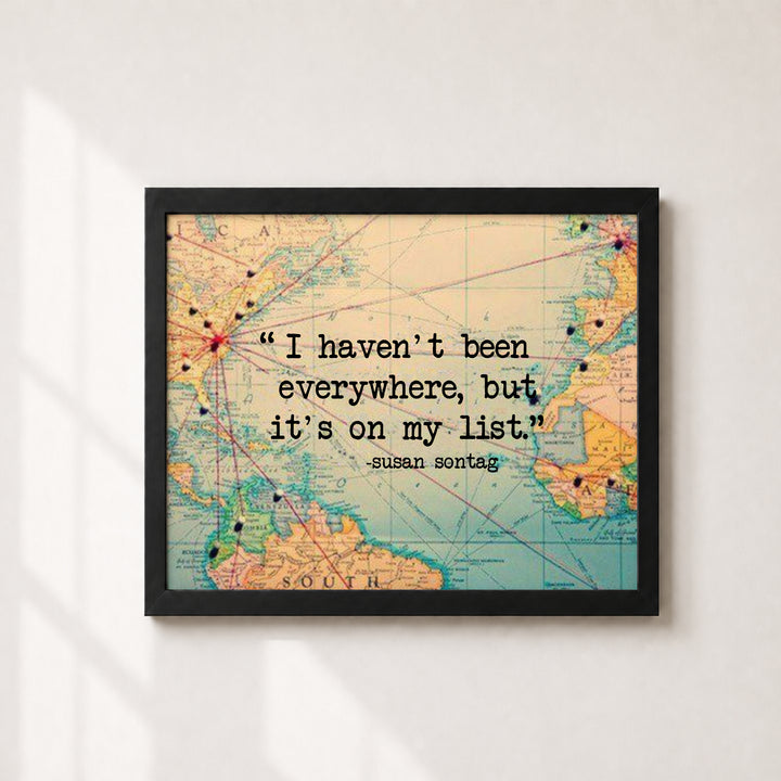 World Map Wall Art Print with Susan Sontag Family Inspirational Wall Art