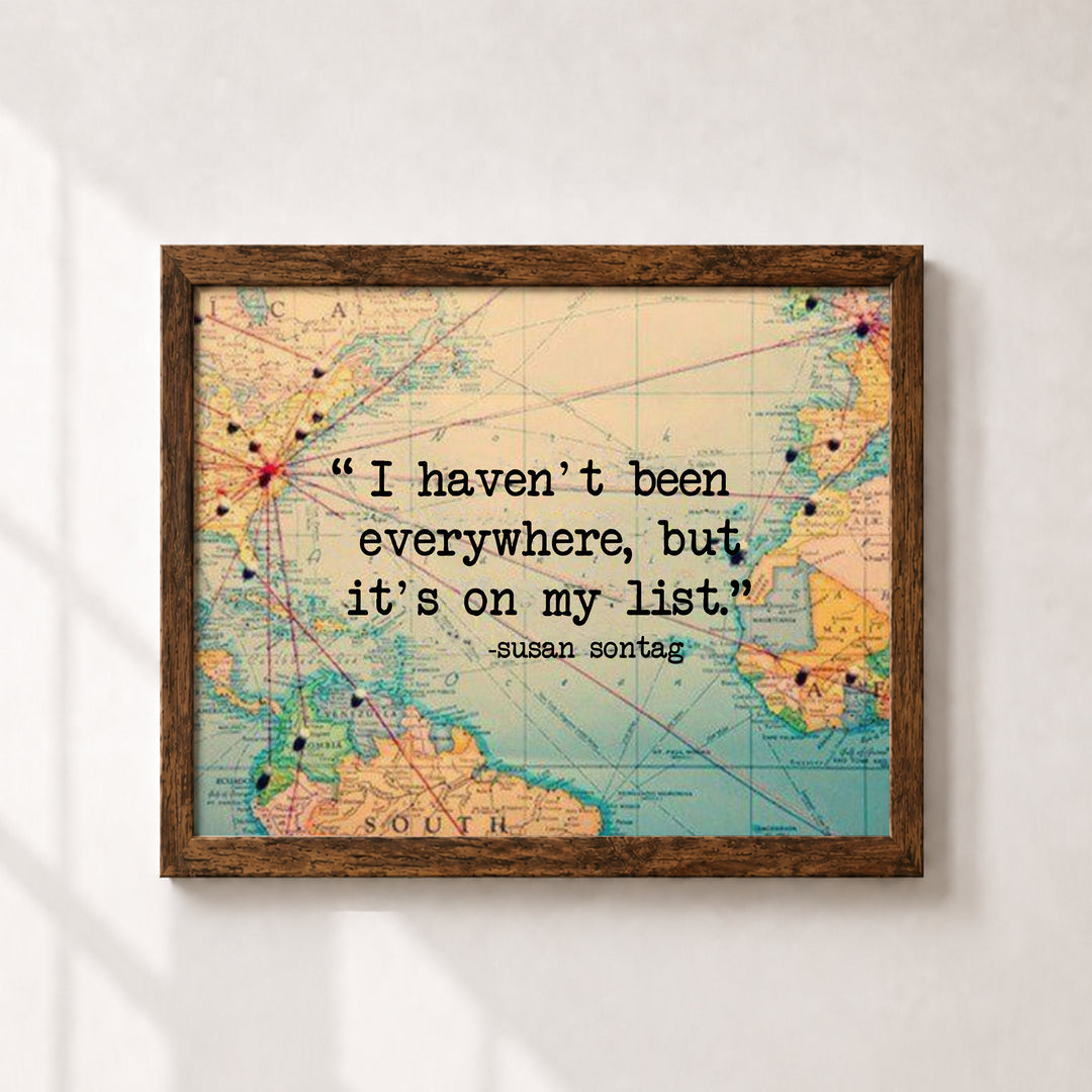 World Map Wall Art Print with Susan Sontag Family Inspirational Wall Art
